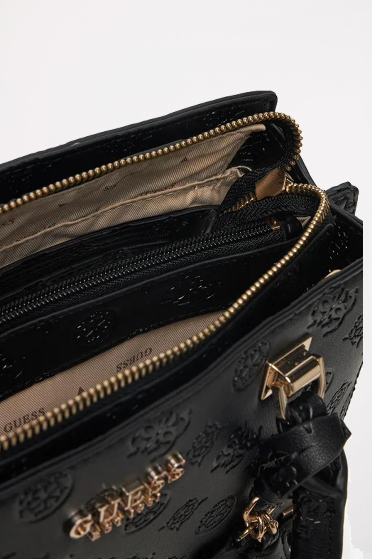 GUESS ZARELA LUXURY SATCHEL en color NEGRO (4)