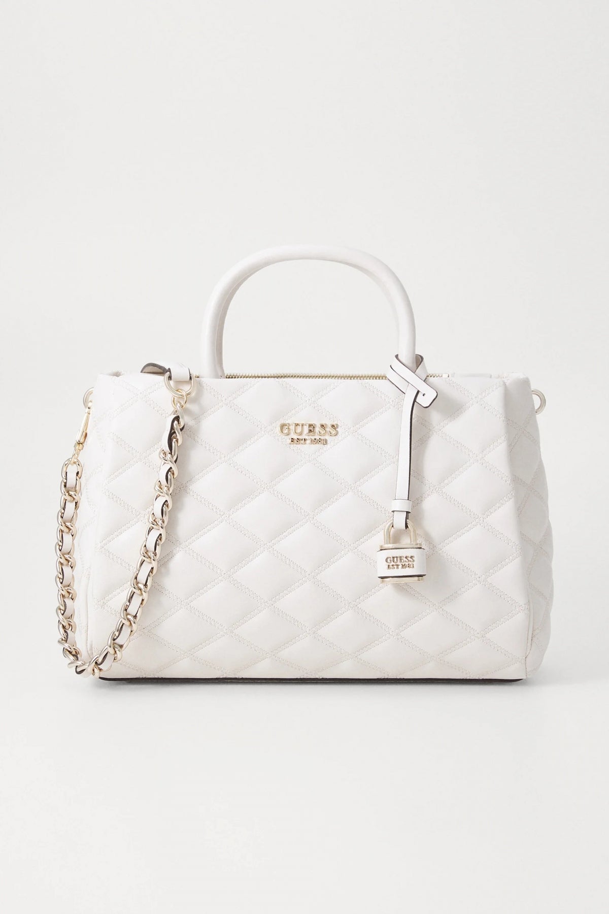 GUESS TAMSIN SOCIETY SATCHEL en color BLANCO (1)