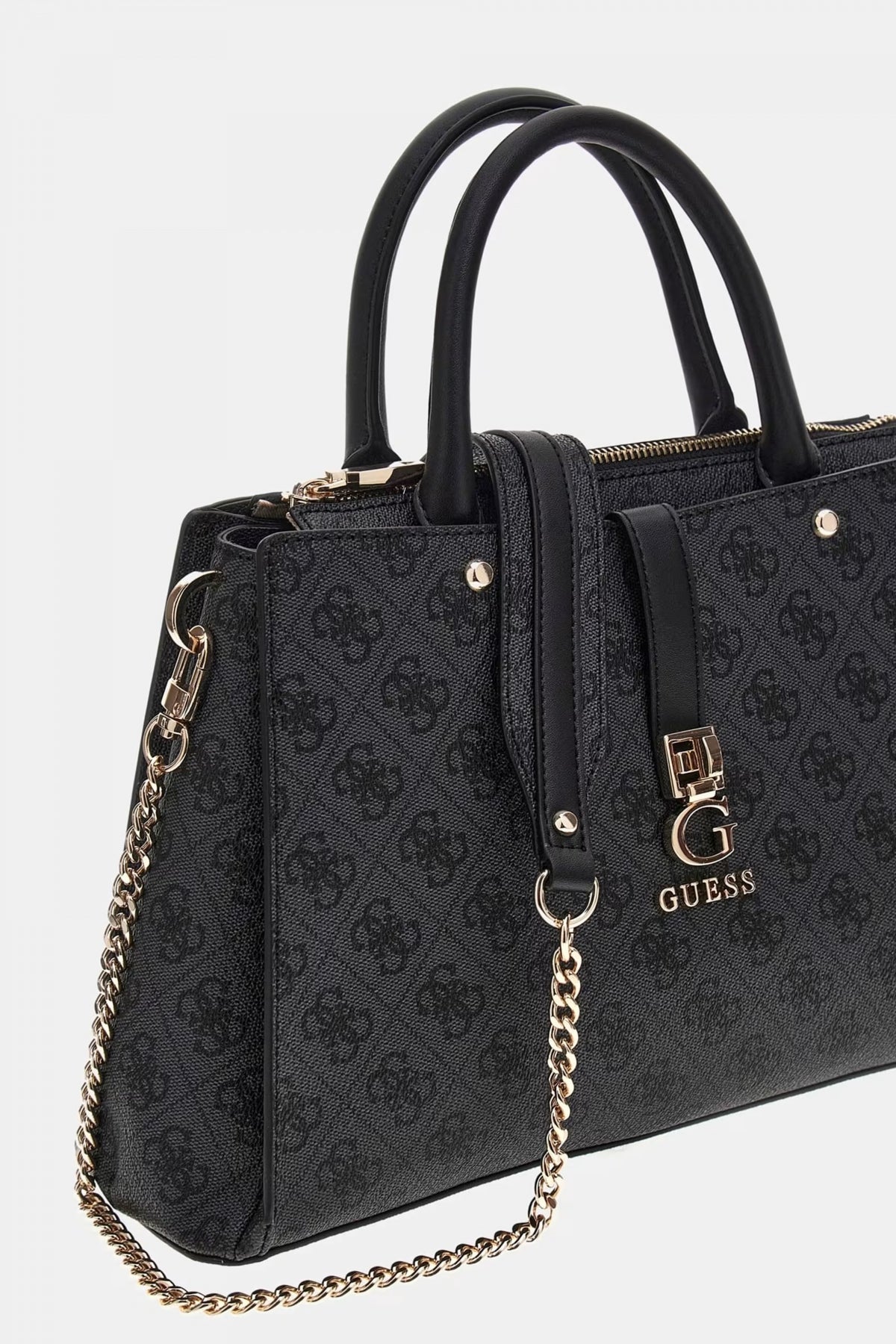 GUESS ZAMIRA LUXURY SATCHEL en color NEGRO (4)