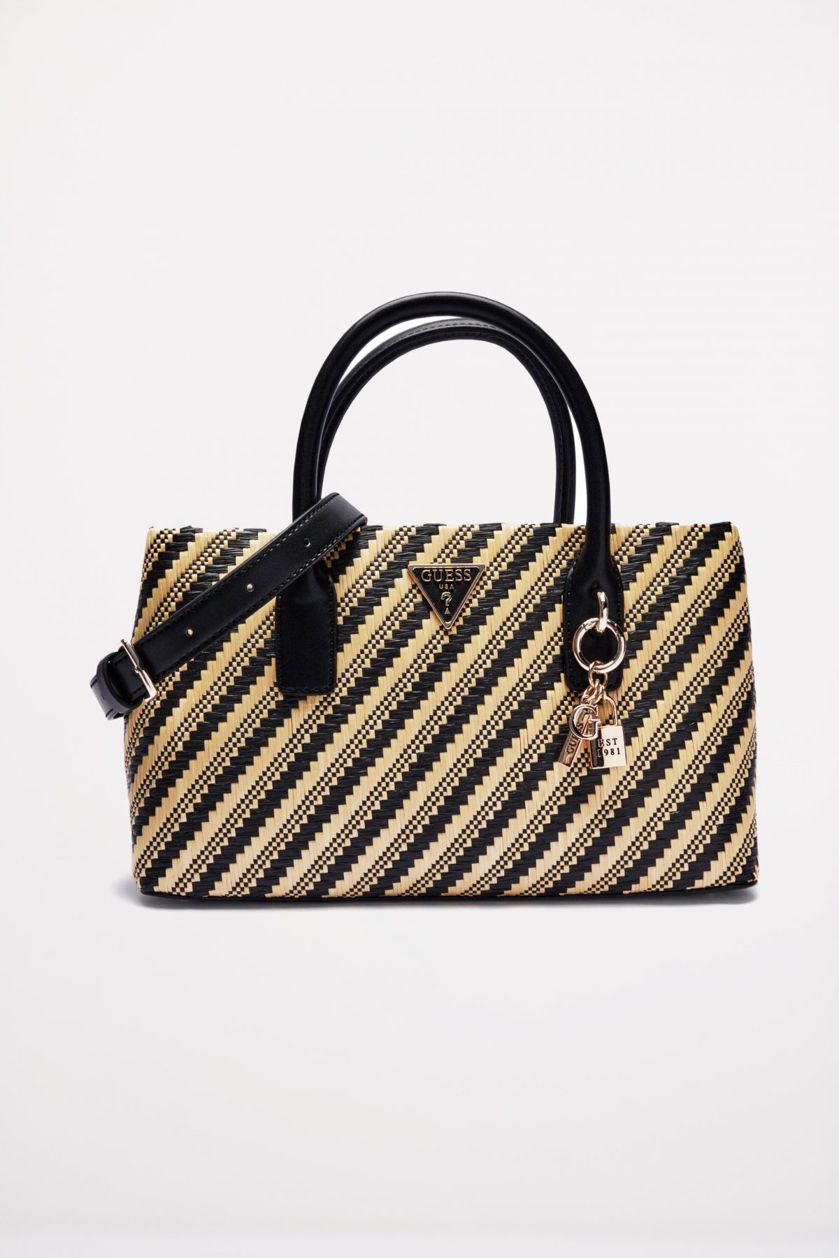 GUESS SIMONA SMALL SATCHEL en color NEGRO (1)