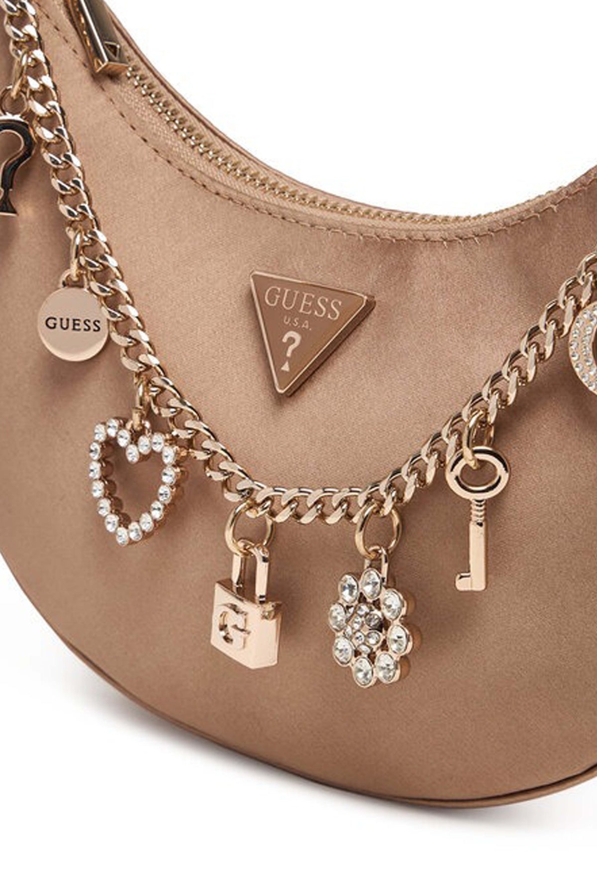 GUESS TASMIN MINI SHOULDER B en color MARRON CLARO (4)