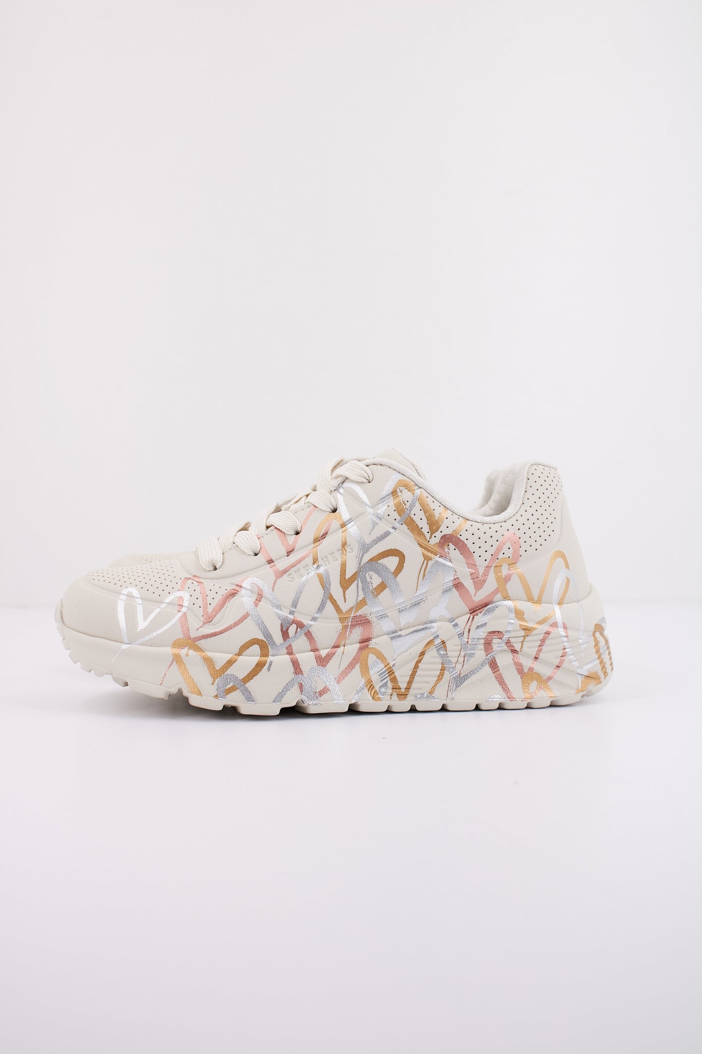 SKECHERS UNO LITE - METALLIC en color BEIS (1)