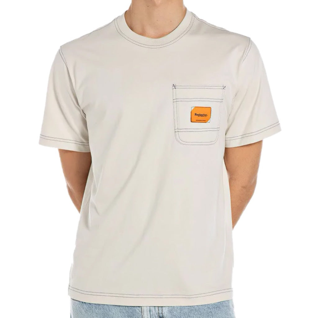 REPLAY CLASSIC POCKET T-SHIRT en color BLANCO (4)