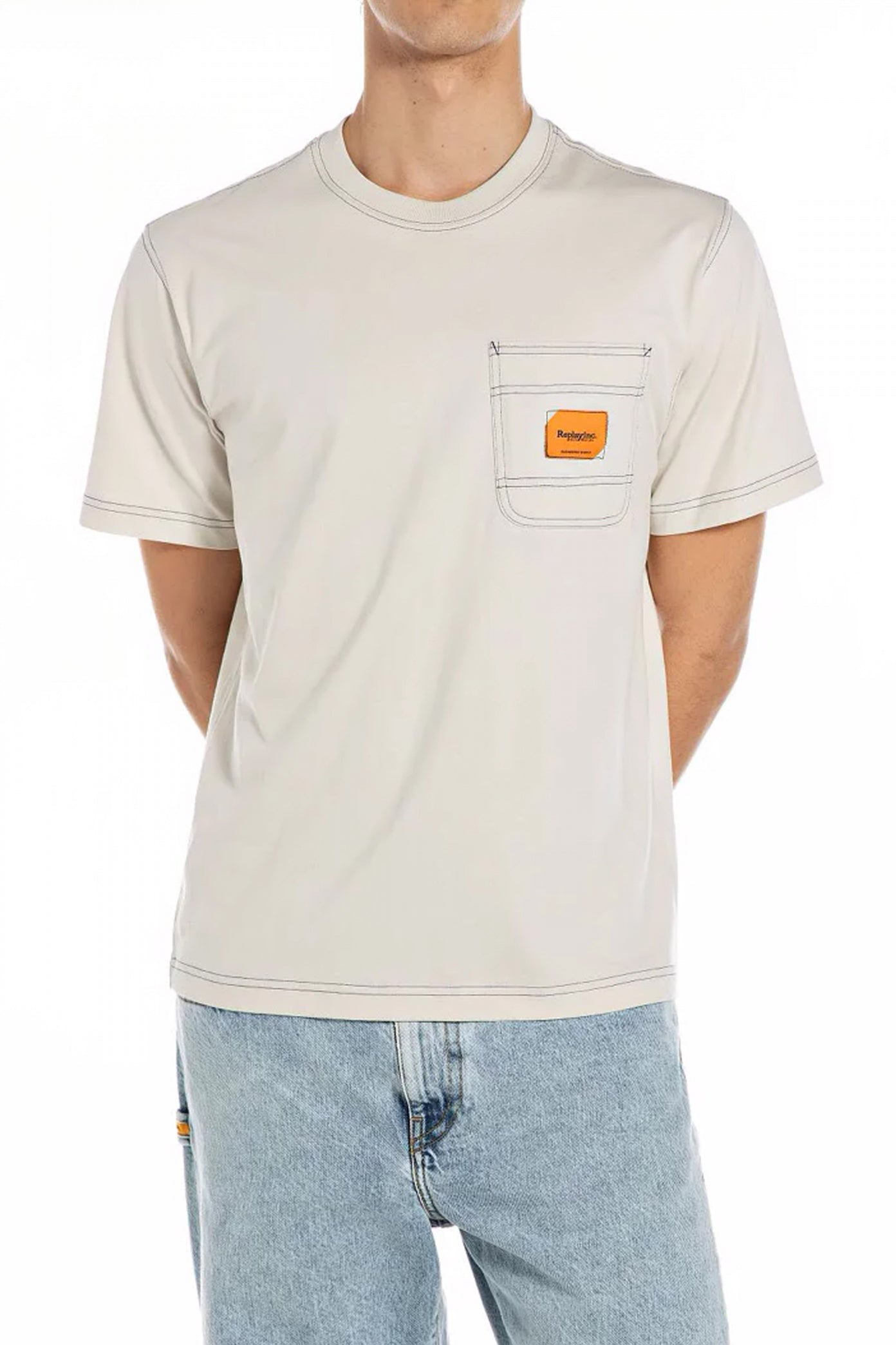 REPLAY CLASSIC POCKET T-SHIRT en color BLANCO (1)