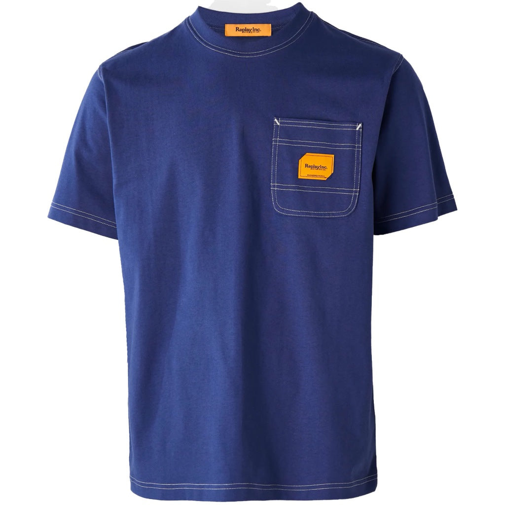 REPLAY CLASSIC POCKET T-SHIRT en color AZUL (4)