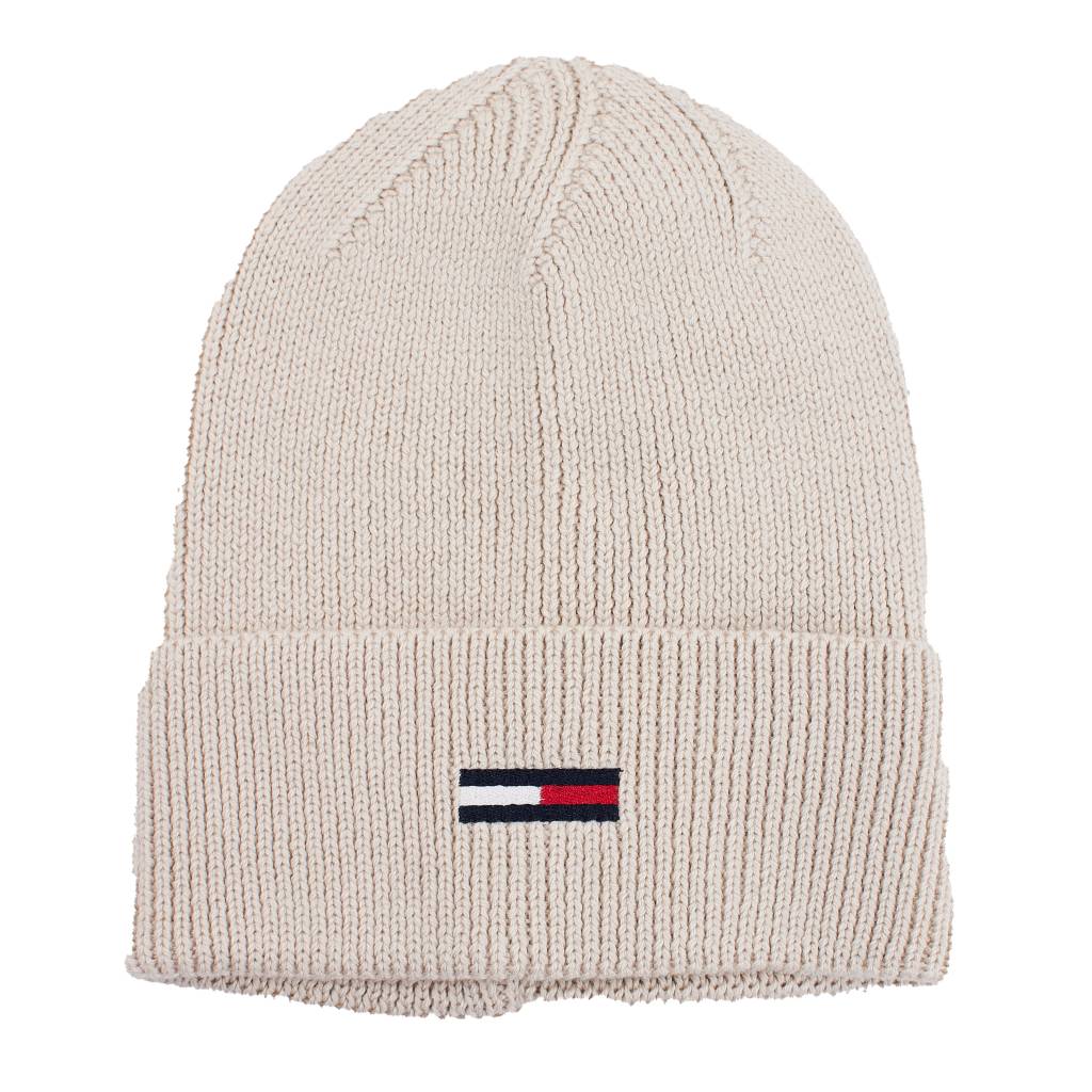 TOMMY JEANS TJW ELONGATED FLAG BEANI en color BEIS (4)