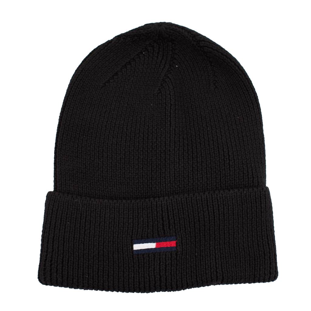 TOMMY JEANS TJW ELONGATED FLAG BEANI en color NEGRO (4)