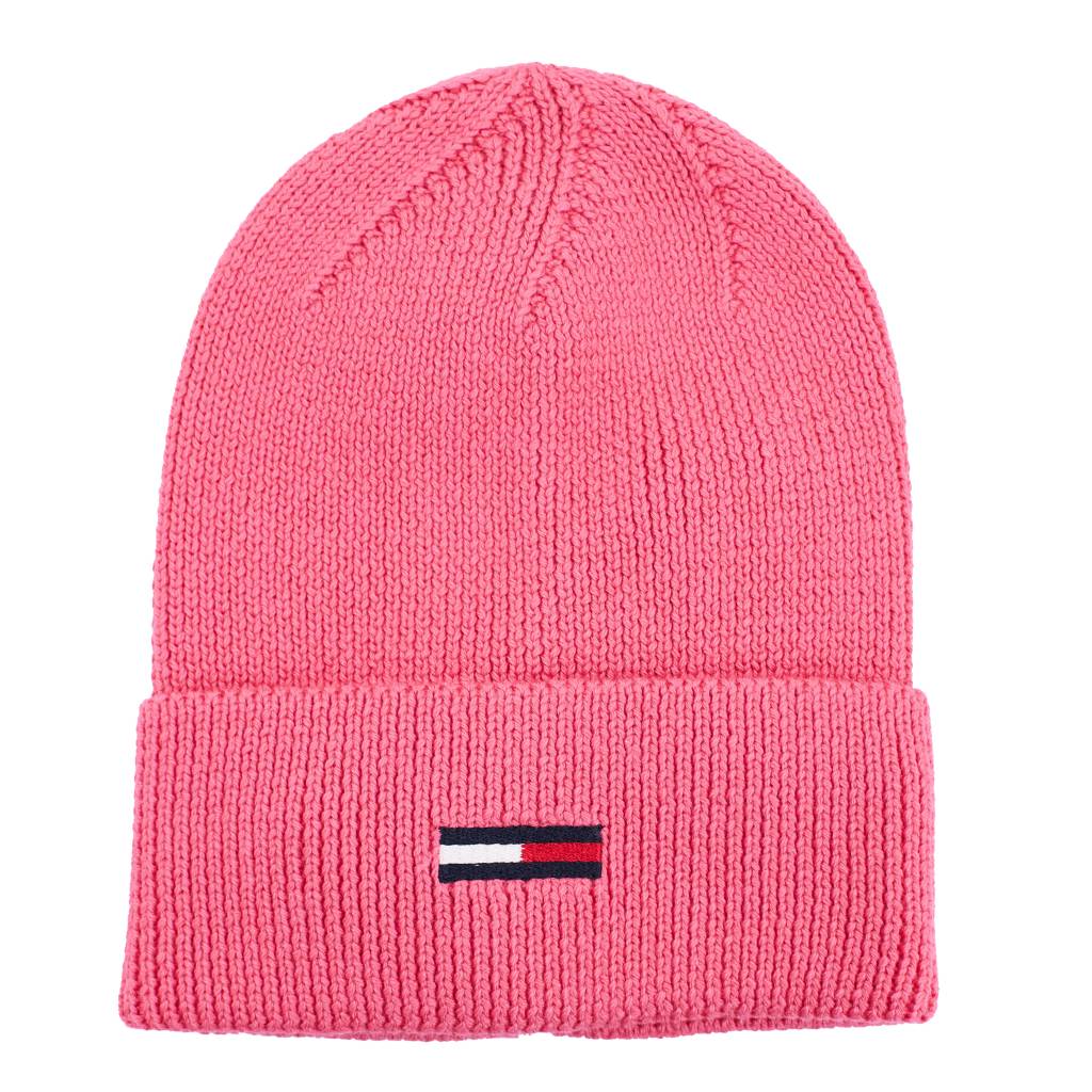 TOMMY JEANS TJW ELONGATED FLAG BEANI en color ROSA (4)