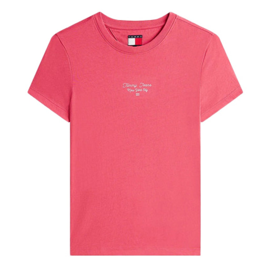 TOMMY JEANS TJW SLIM ESS LOGO TEE en color ROSA (4)