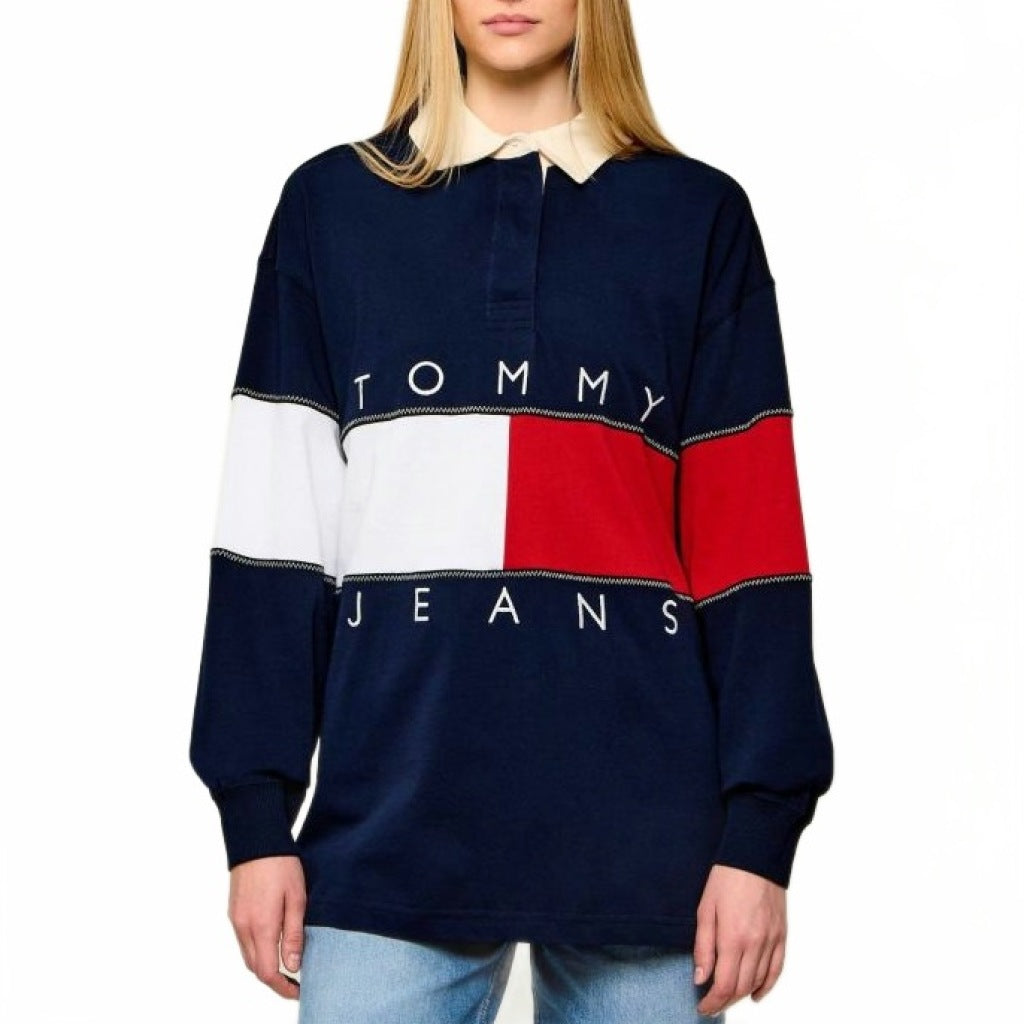 TOMMY JEANS DWDW OVS FLAG RUGBY en color AZUL (4)