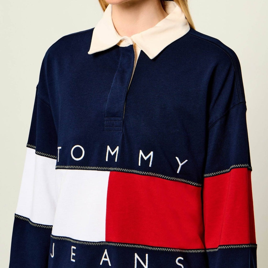 TOMMY JEANS DWDW OVS FLAG RUGBY en color AZUL (6)