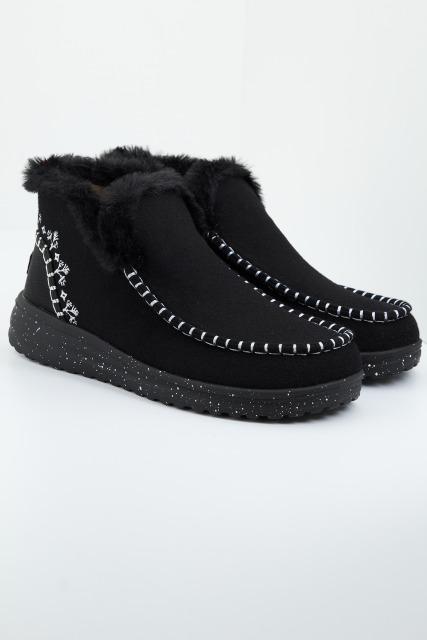 HEY DUDE DENNY FAUX SHEARLING en color NEGRO (2)