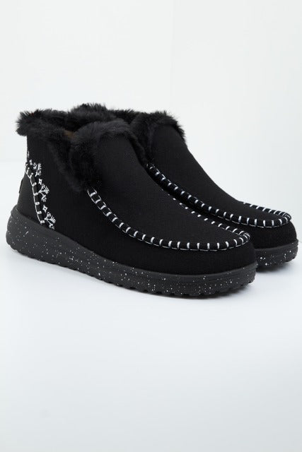 HEY DUDE DENNY FAUX SHEARLING en color NEGRO (2)