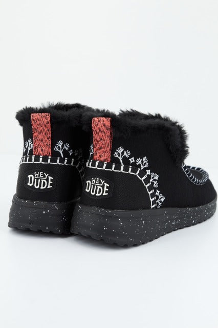 HEY DUDE DENNY FAUX SHEARLING en color NEGRO (3)