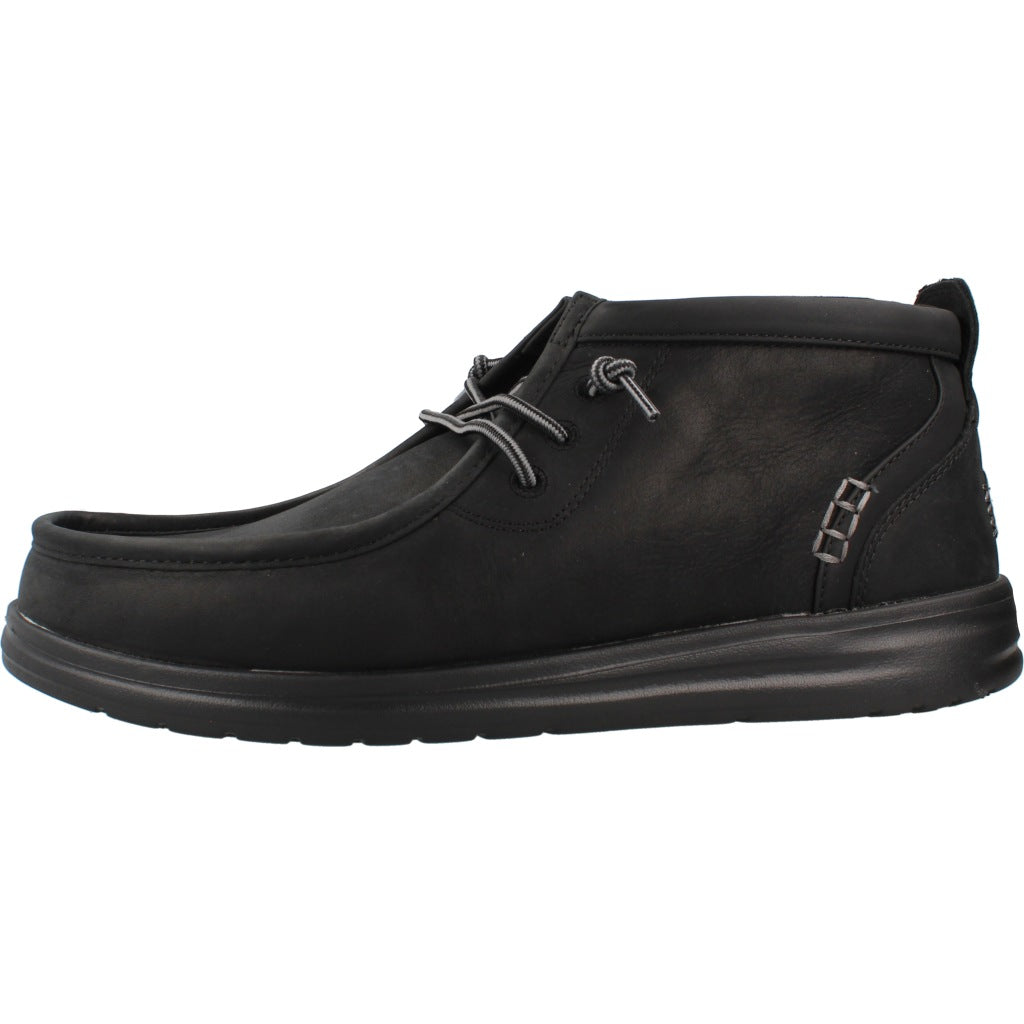 HEY DUDE HD WALLY MID GRIPR LEATHER en color NEGRO (2)