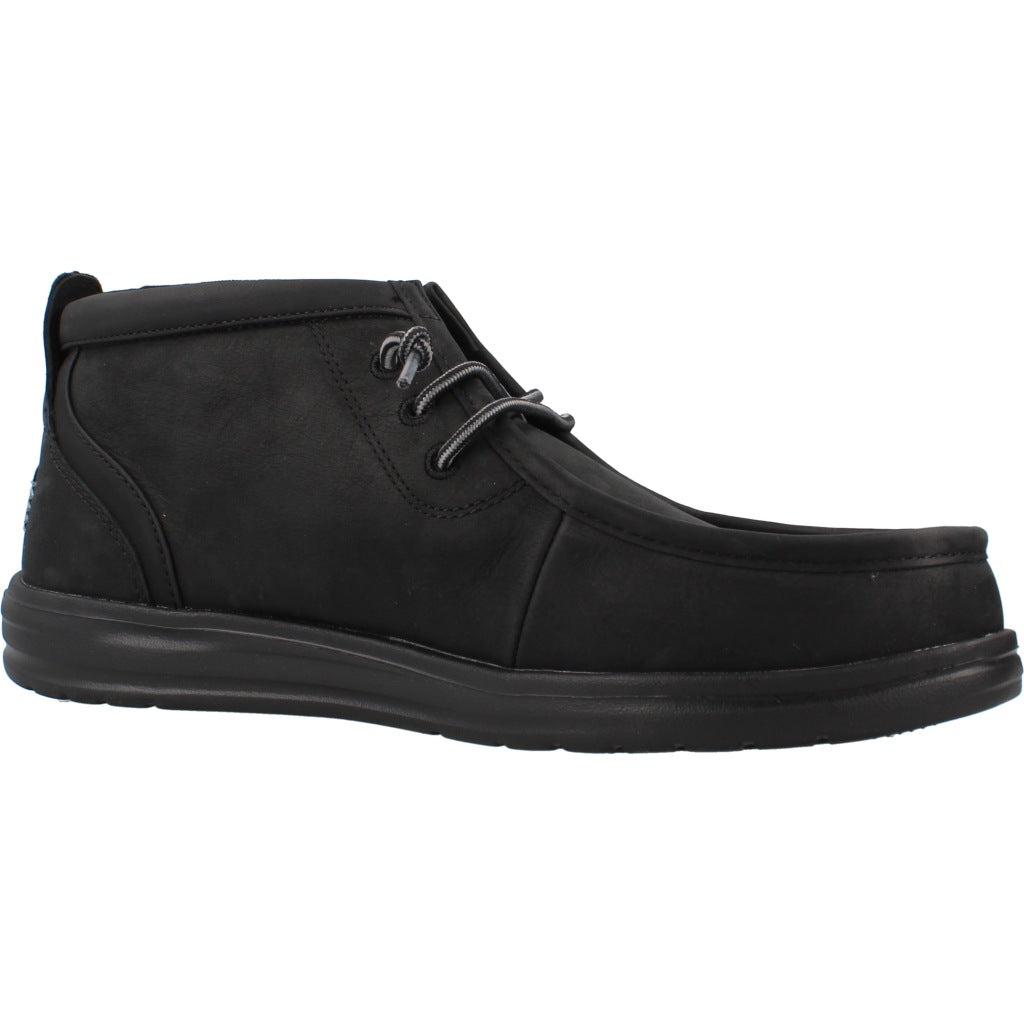 HEY DUDE HD WALLY MID GRIPR LEATHER en color NEGRO (5)