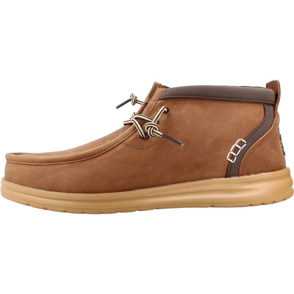 HEY DUDE HD WALLY MID GRIPR LEATHER en color MARRON (2)