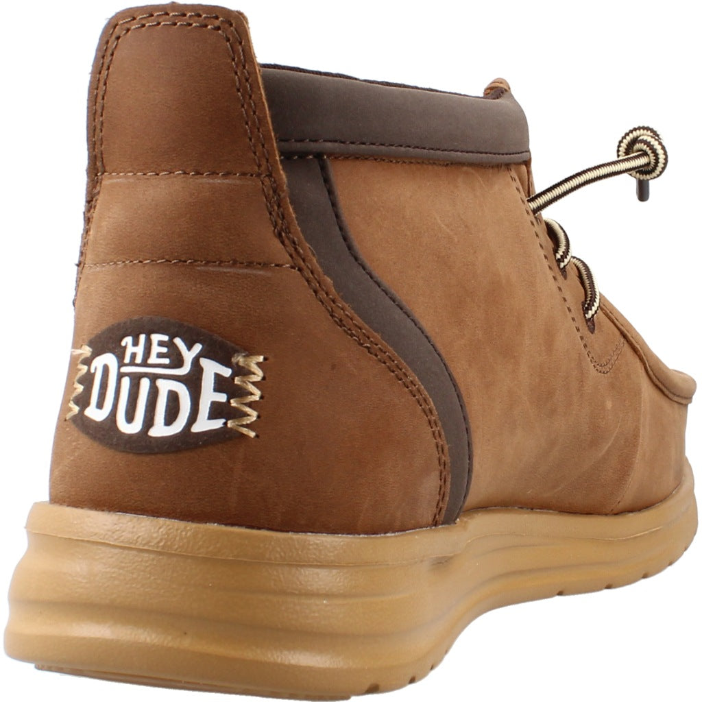 HEY DUDE HD WALLY MID GRIPR LEATHER en color MARRON (3)