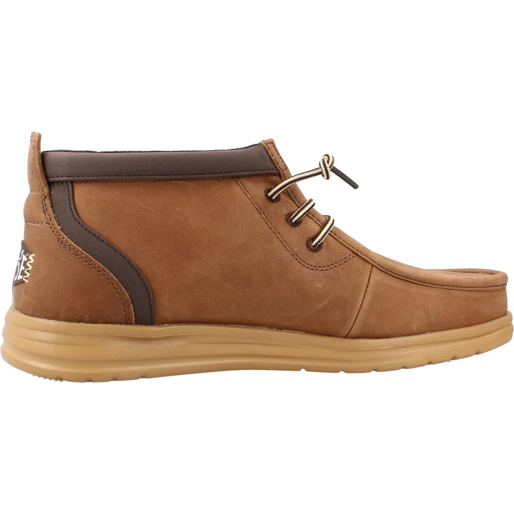 HEY DUDE HD WALLY MID GRIPR LEATHER en color MARRON (4)