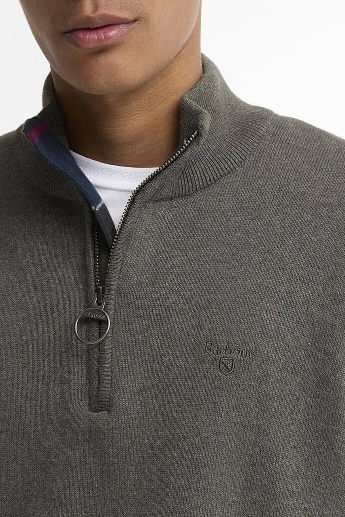 BARBOUR COTTON HALF ZIP MKNOL en color GRIS (3)