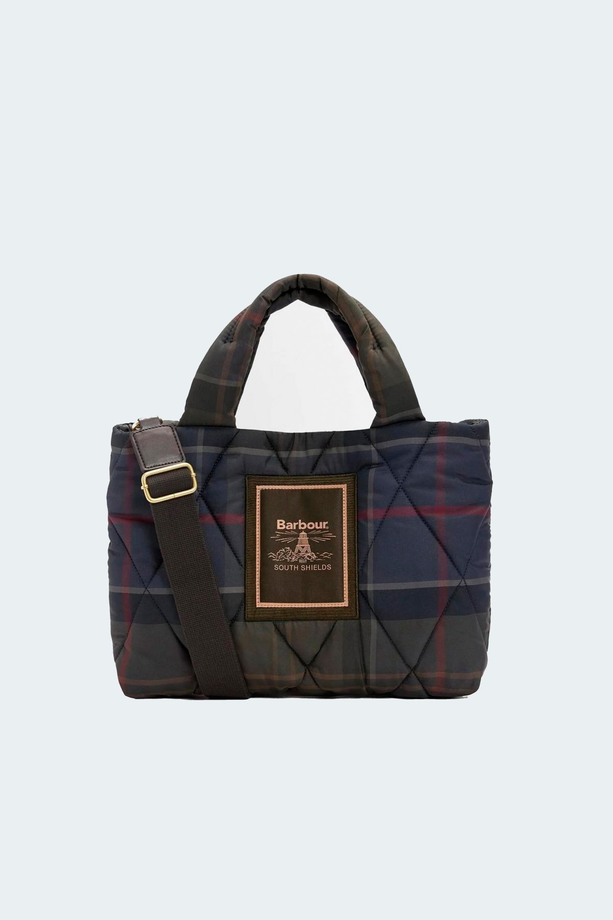 BARBOUR TARTAN ARLENE MINI QUILTED TOTE LBATN en color AZUL (4)