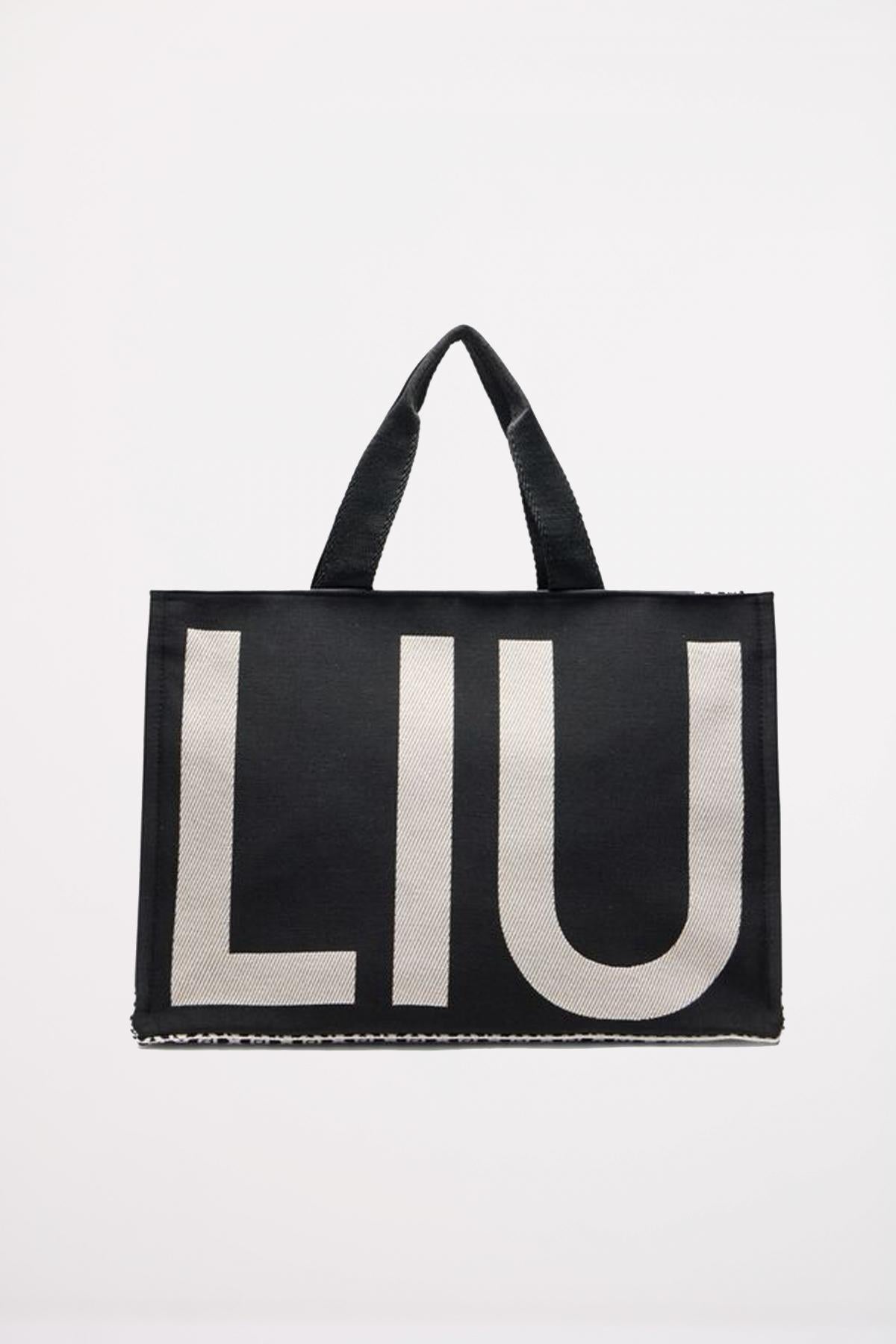 LIU-JO TOTE MONOGRAM JACQUA en color NEGRO (1)