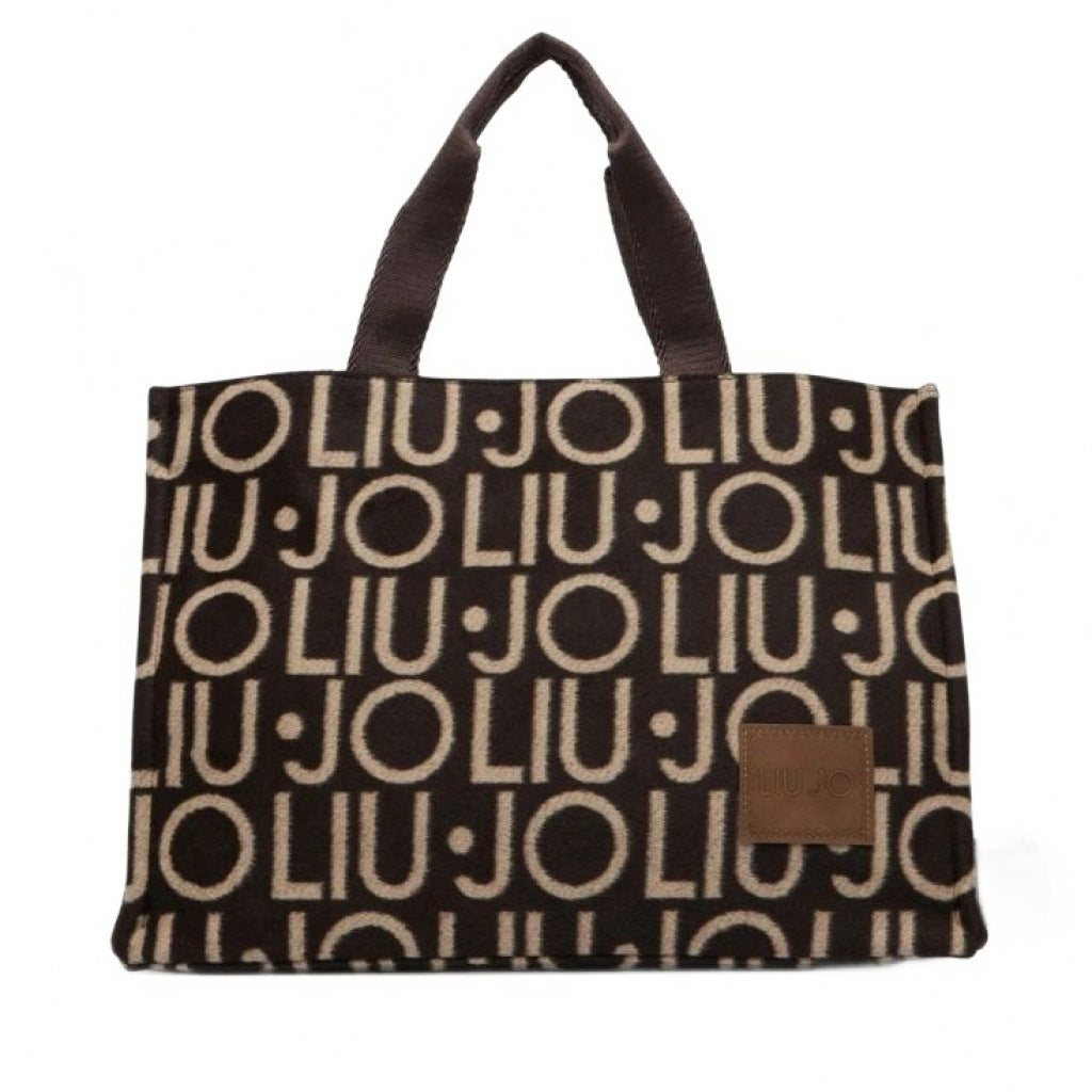 LIU-JO F T TOTE LOGO ALLOVER en color MARRON (4)