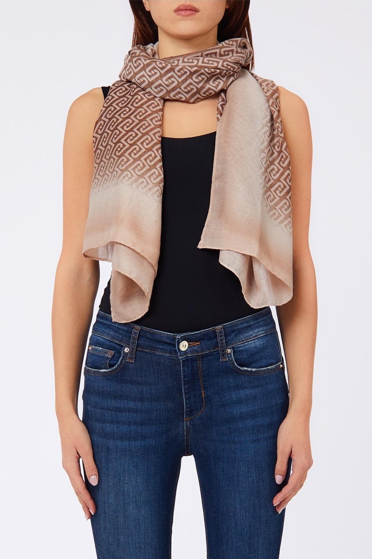 LIU-JO F T STOLA ALLOVER SHADED en color MARRON (1)