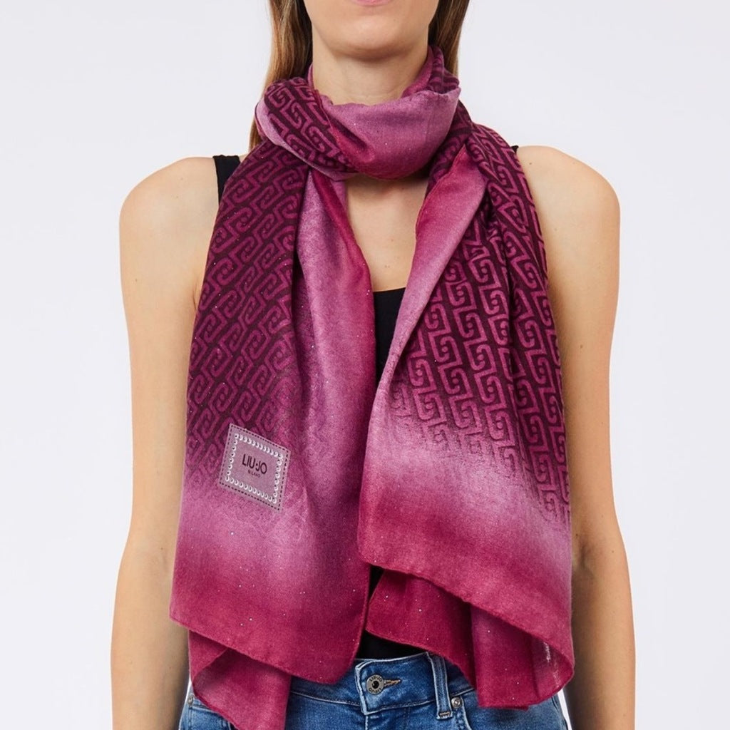LIU-JO F T STOLA ALLOVER SHADED en color ROSA (5)