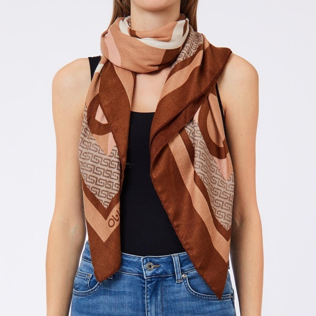 LIU-JO F T FOULARD PORTALOGO en color MARRON (6)