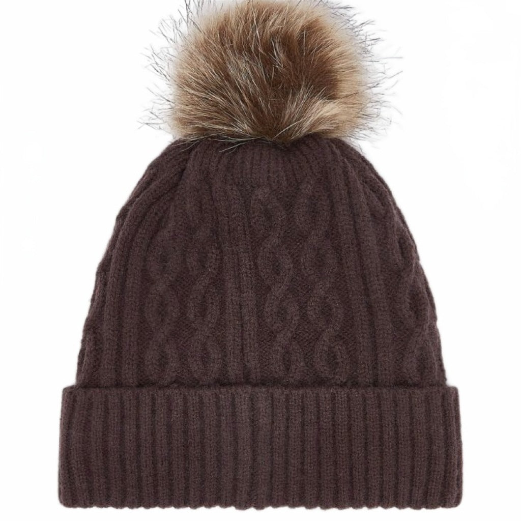 LIU-JO F MAS BEANIE TRECCE PONPON en color MARRON (5)