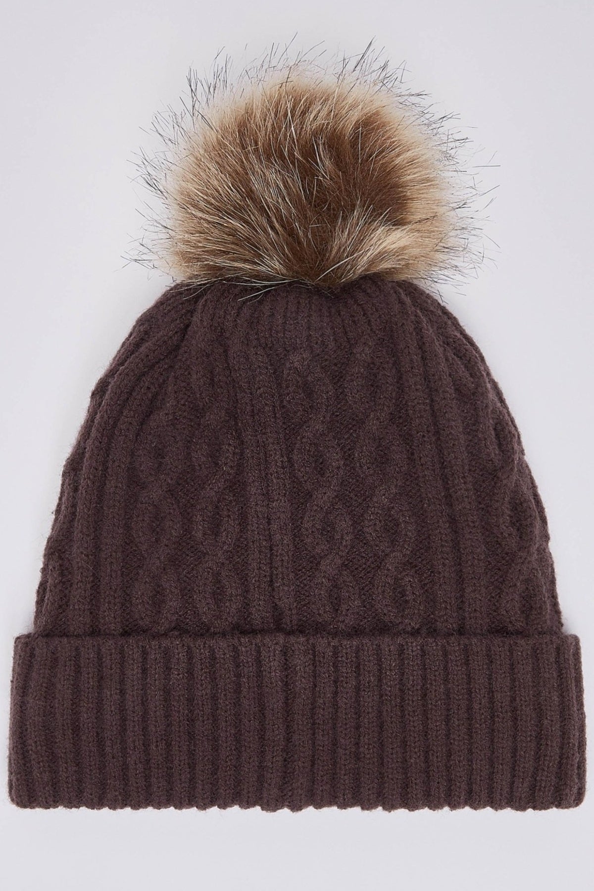 LIU-JO F MAS BEANIE TRECCE PONPON en color MARRON (2)