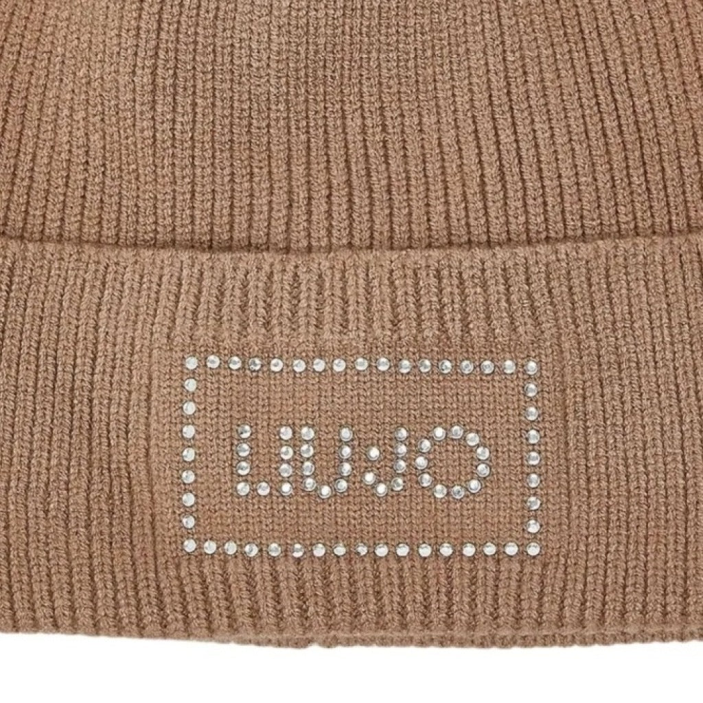 LIU-JO F MAS BEANIE CON LOGO STRASS en color MARRON (6)
