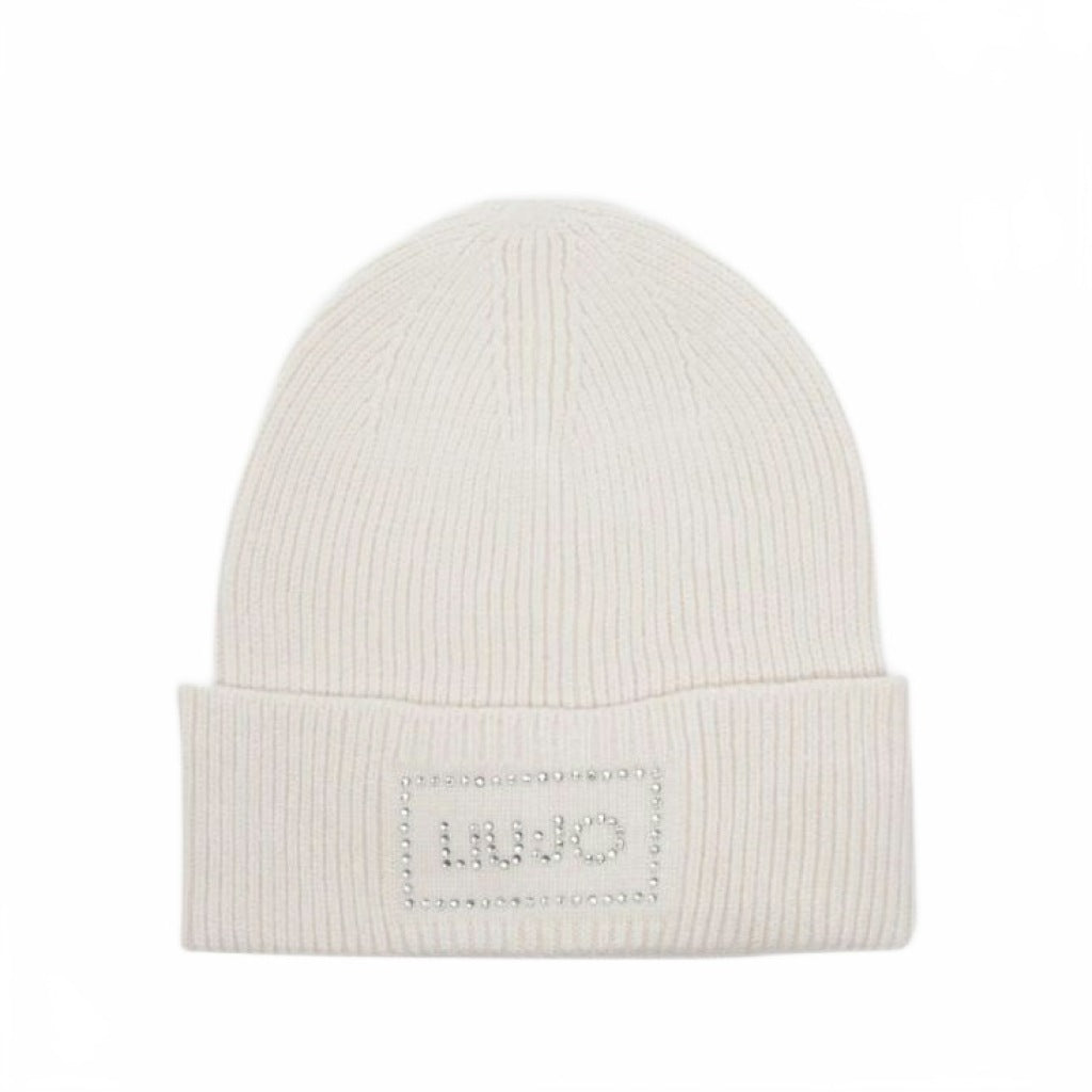 LIU-JO F MAS BEANIE CON LOGO STRASS en color BLANCO (3)