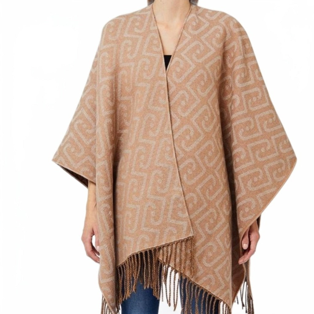 LIU-JO F T PONCHO DOUBLE NEW LOGO en color MARRON CLARO (4)