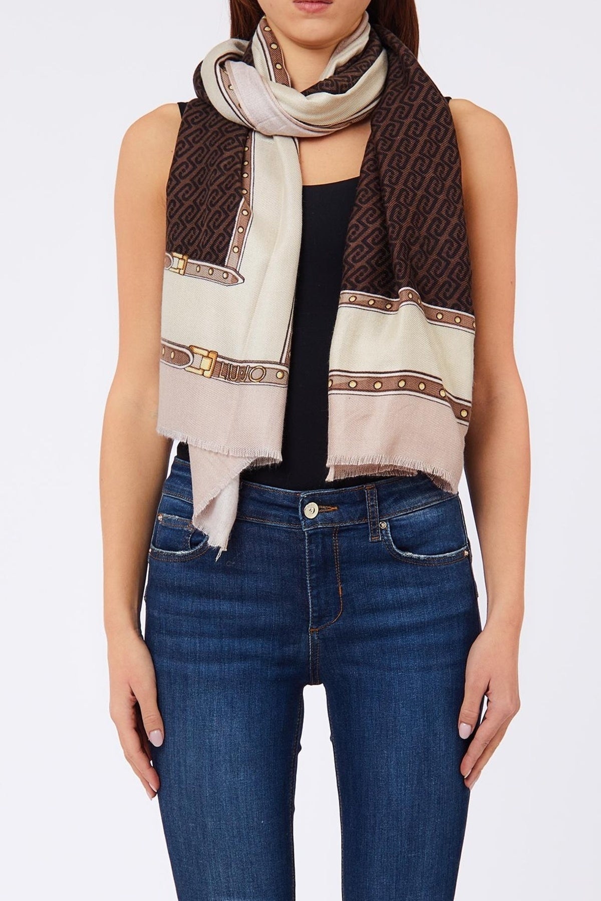 LIU-JO F T STOLA STUDS en color MARRON (1)