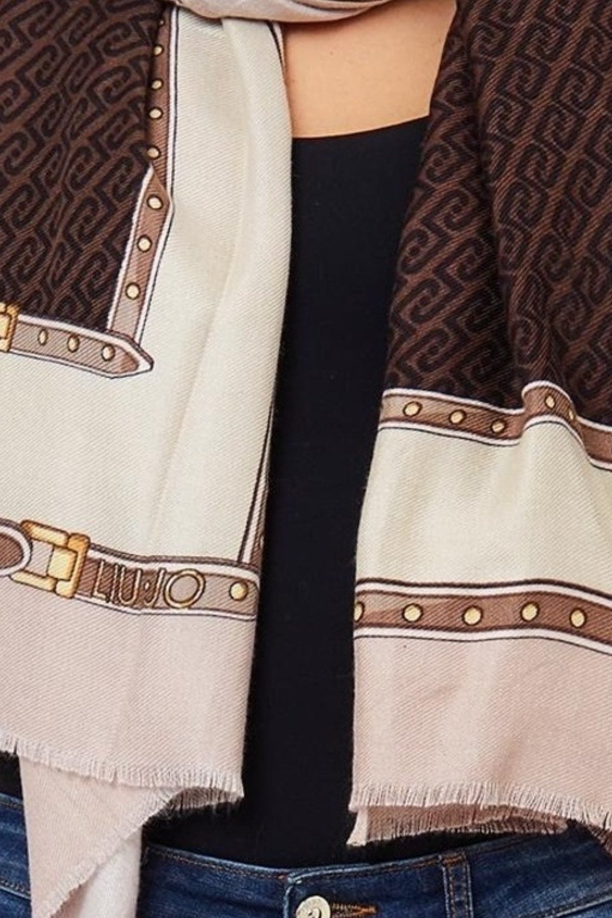 LIU-JO F T STOLA STUDS en color MARRON (3)