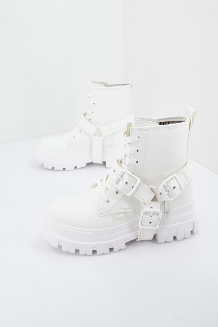 BUFFALO ASPHA BIKER LACE UP MID en color BLANCO (1)