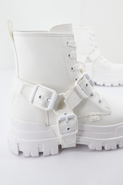 BUFFALO ASPHA BIKER LACE UP MID en color BLANCO (2)