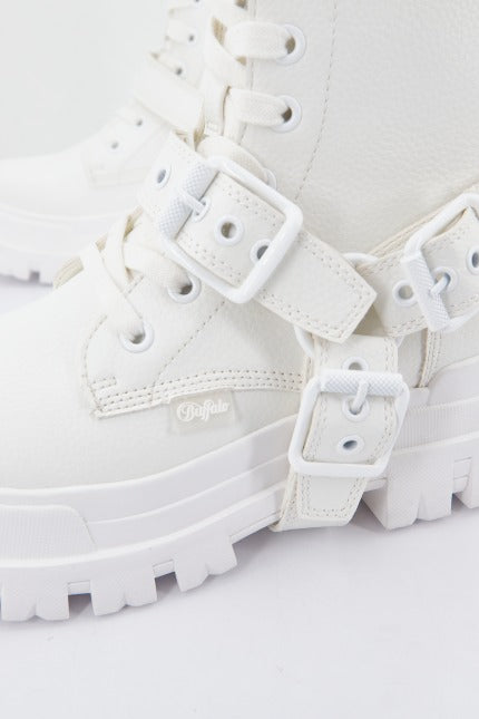 BUFFALO ASPHA BIKER LACE UP MID en color BLANCO (4)
