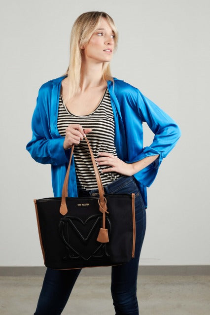 LOVE MOSCHINO JCPPG BORSA CANVAS en color NEGRO (5)