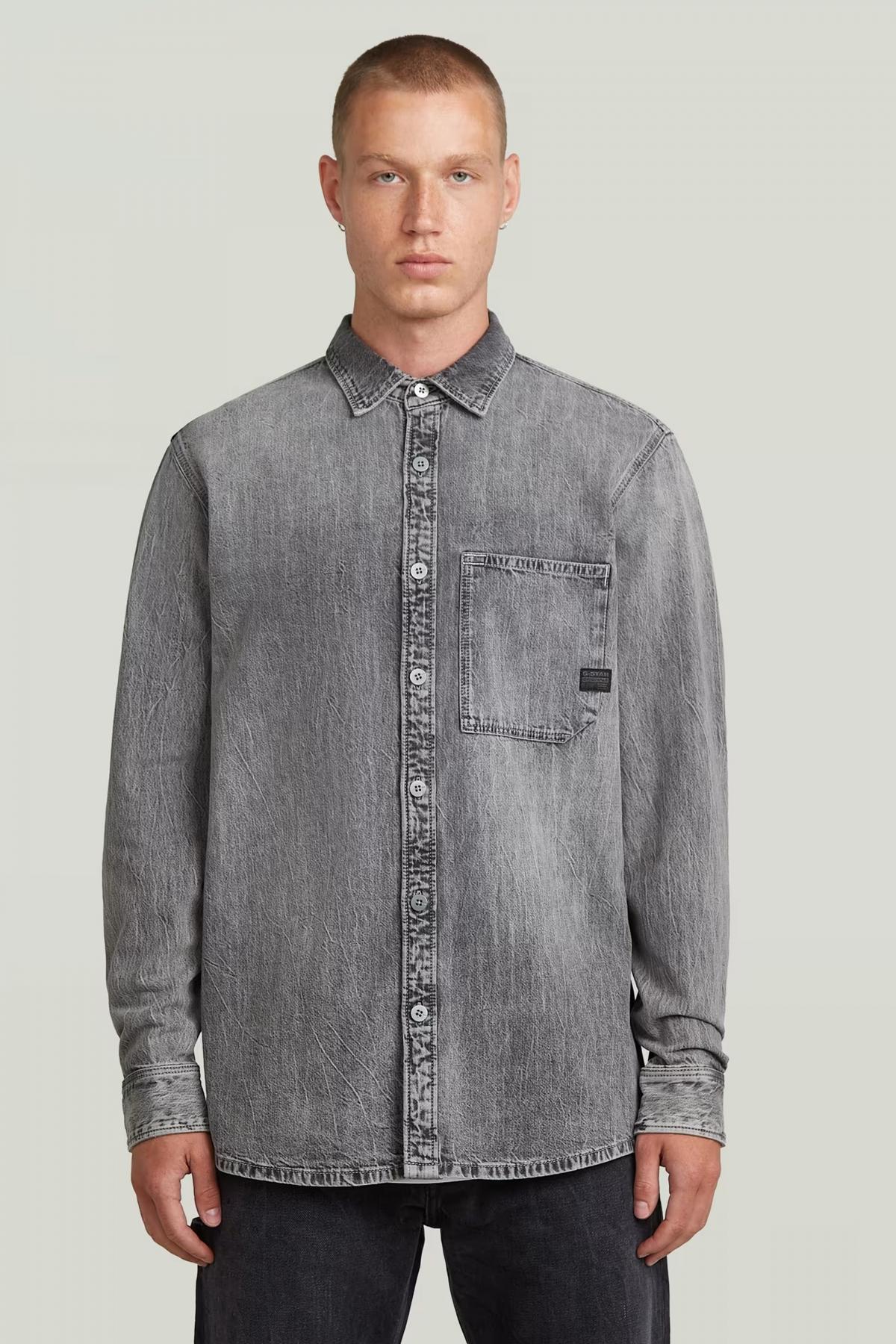 G-STAR REGULAR PKT SHIRT LS en color GRIS (1)