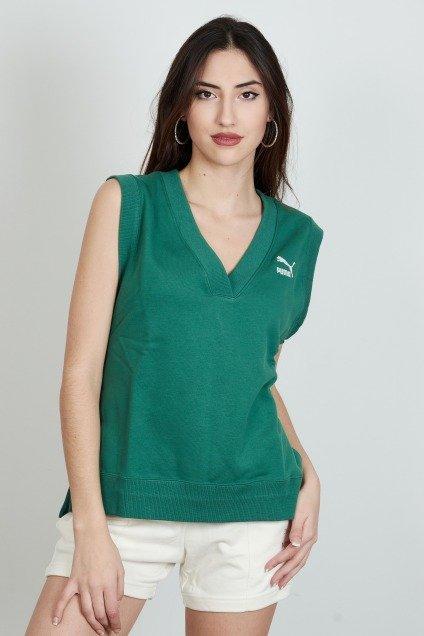 PUMA CLASSICS V-NECK VEST en color VERDE (1)