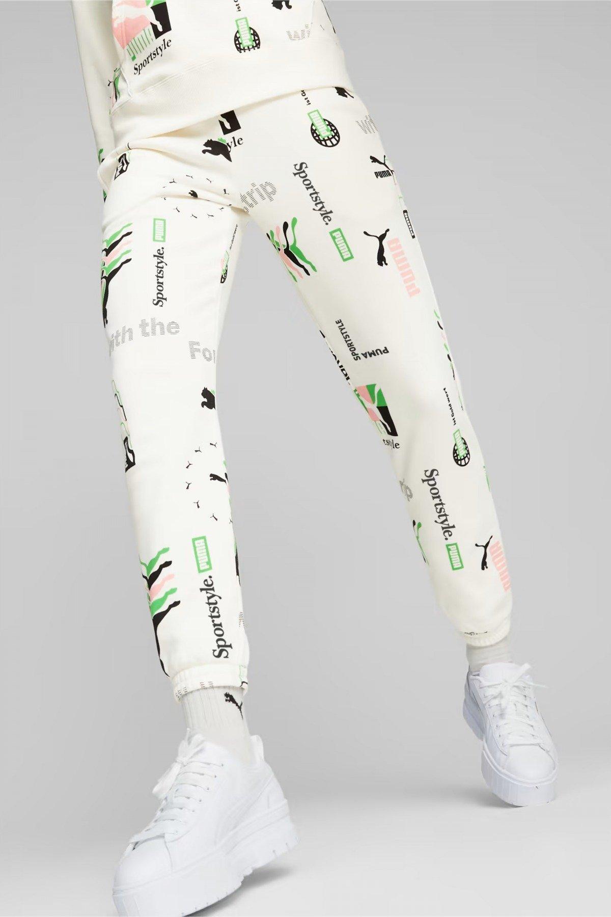 PUMA CLASSICS PRINTED WOMEN'S SWEATPANTS en color BLANCO (1)