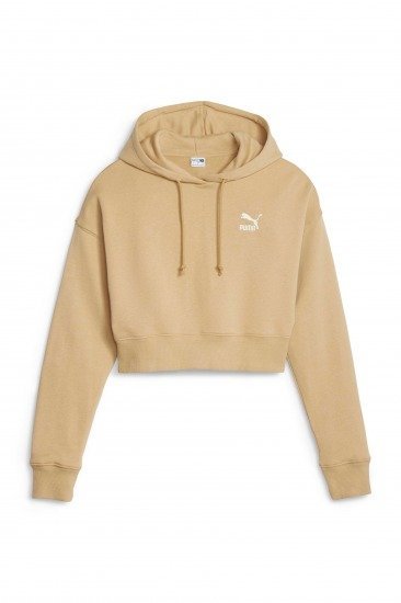 PUMA CLASSICS CROPPED HOODLE en color MARRON CLARO (2)