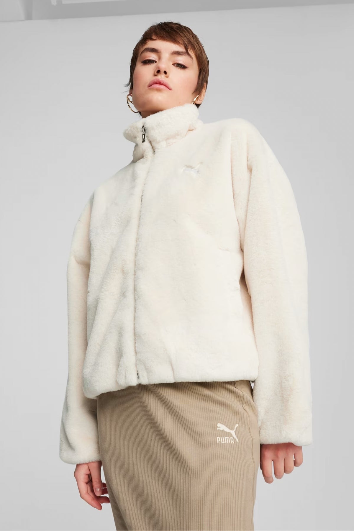 PUMA SOFT FLEECE JACKET ALPINE SNOW en color BLANCO (1)