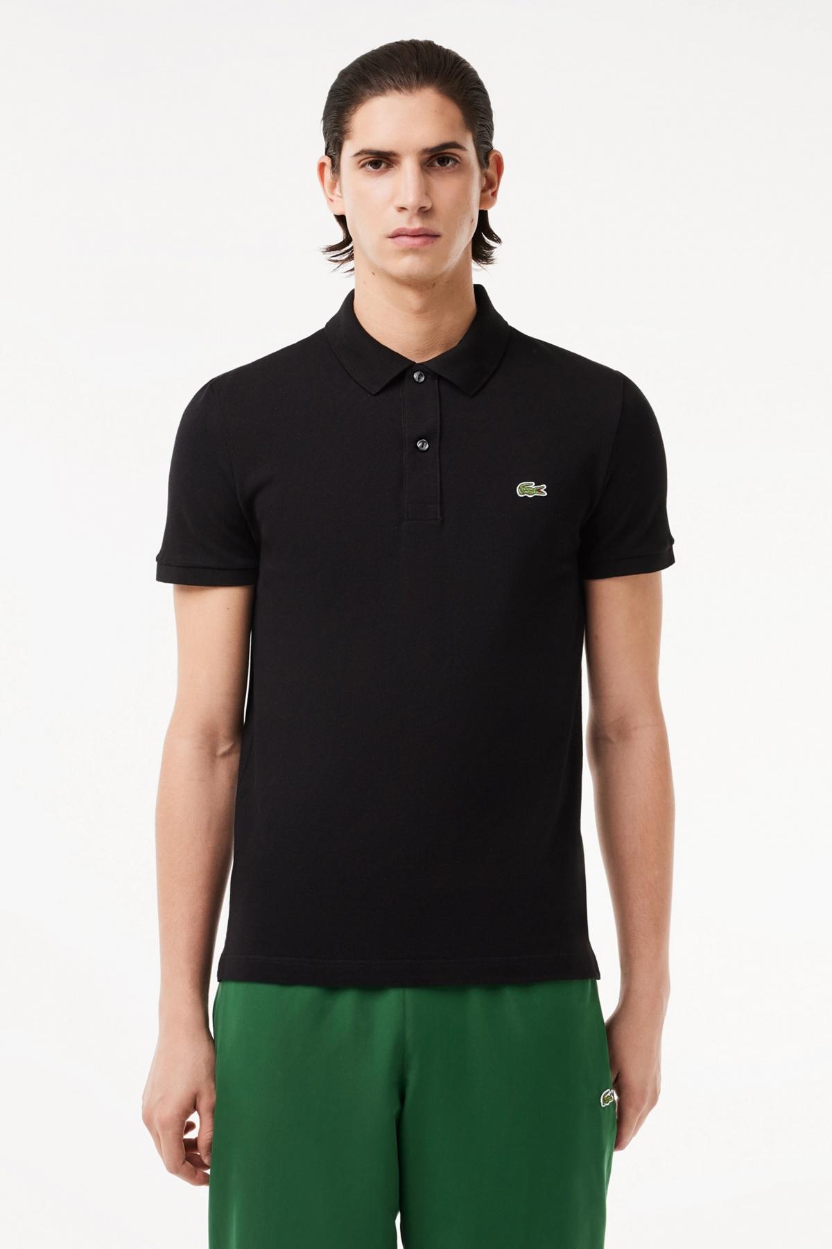 LACOSTE L SHORT SLEEVED RIBBED COLLAR S en color NEGRO (1)