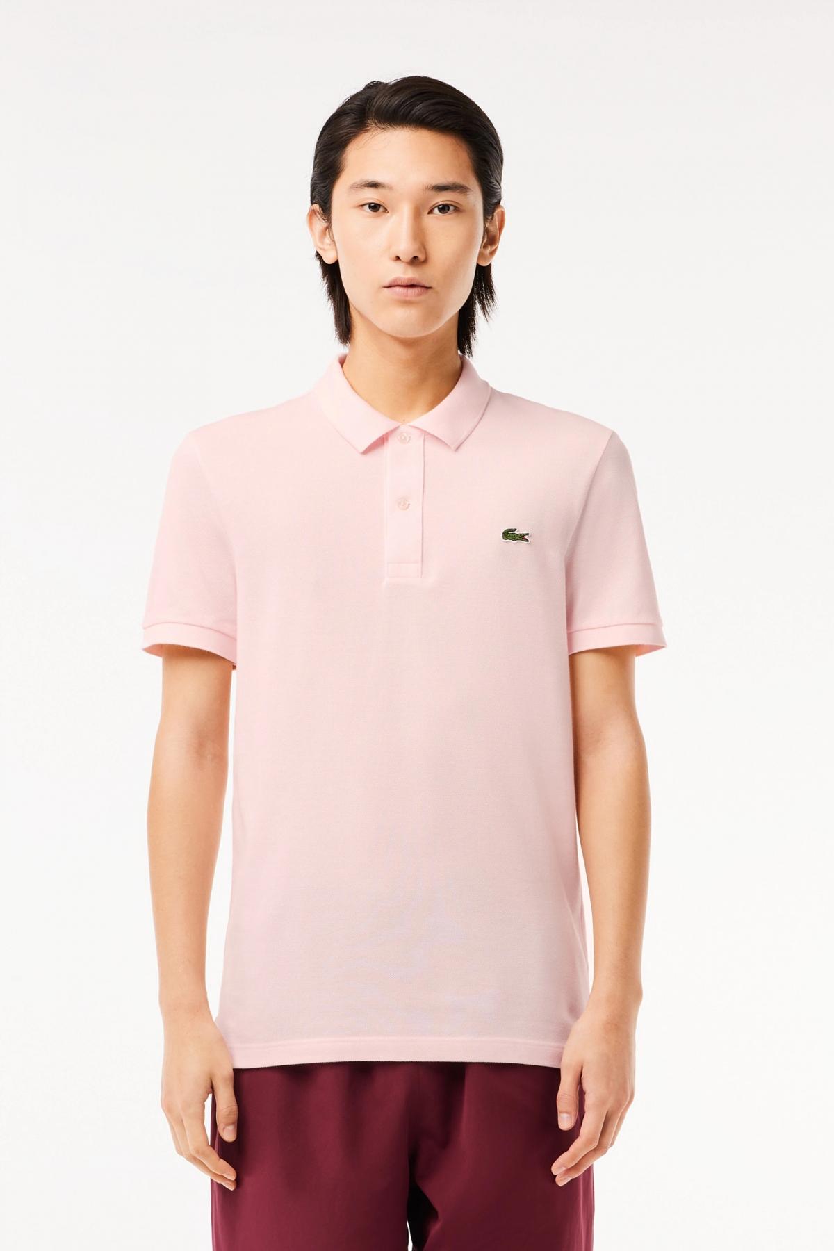 LACOSTE L SHORT SLEEVED RIBBED COLLAR S en color ROSA (1)