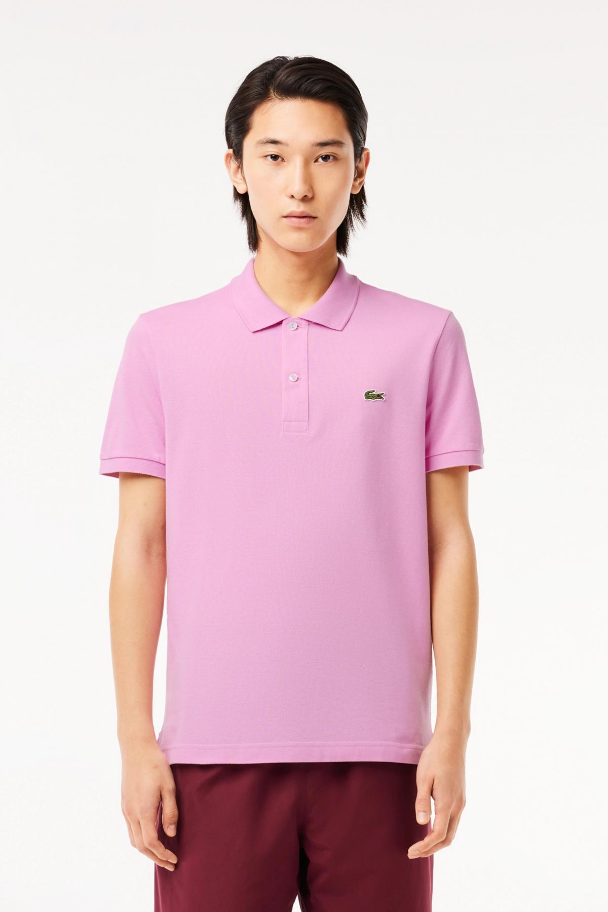 LACOSTE L SHORT SLEEVED RIBBED COLLAR S en color ROSA (1)