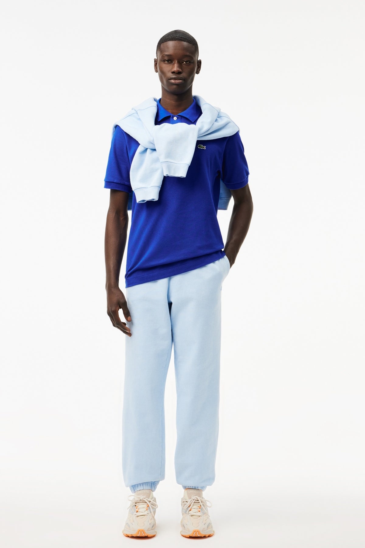 LACOSTE L SHORT SLEEVED RIBBED COLLAR S en color AZUL (5)